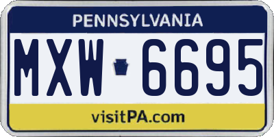 PA license plate MXW6695