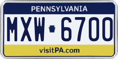 PA license plate MXW6700