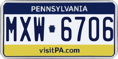 PA license plate MXW6706