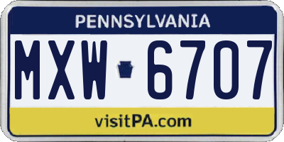 PA license plate MXW6707