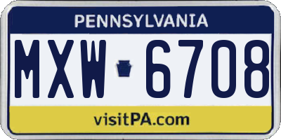 PA license plate MXW6708