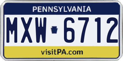 PA license plate MXW6712