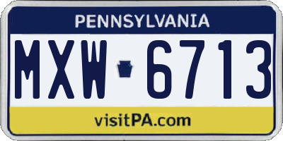 PA license plate MXW6713