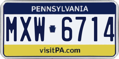 PA license plate MXW6714