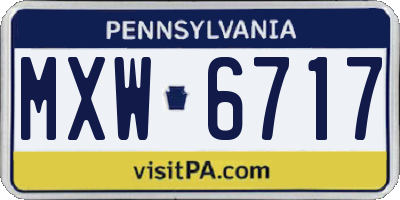 PA license plate MXW6717
