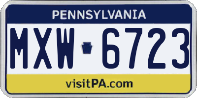 PA license plate MXW6723