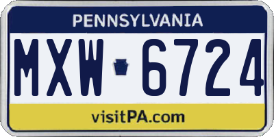 PA license plate MXW6724
