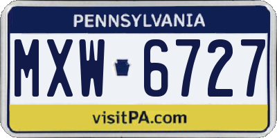 PA license plate MXW6727