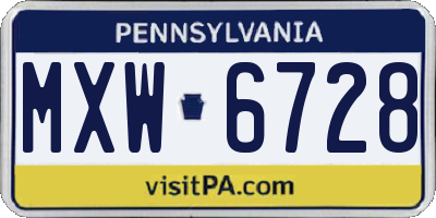 PA license plate MXW6728