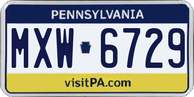 PA license plate MXW6729