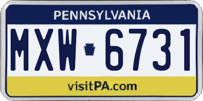 PA license plate MXW6731
