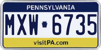 PA license plate MXW6735