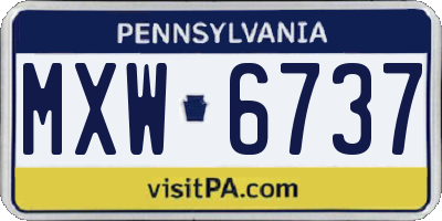 PA license plate MXW6737