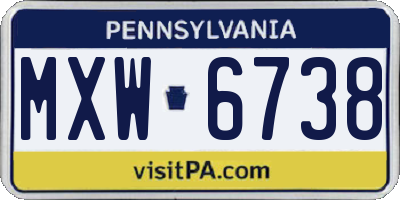 PA license plate MXW6738