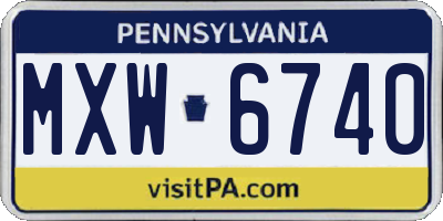 PA license plate MXW6740