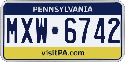 PA license plate MXW6742