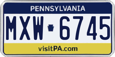 PA license plate MXW6745