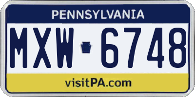 PA license plate MXW6748