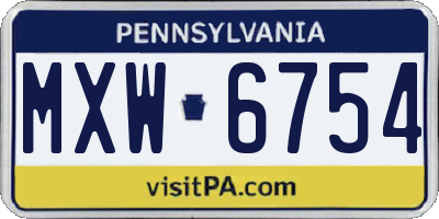 PA license plate MXW6754