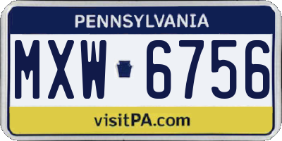 PA license plate MXW6756