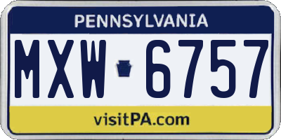 PA license plate MXW6757