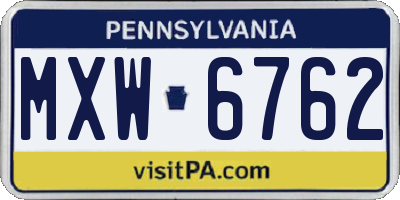 PA license plate MXW6762