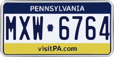 PA license plate MXW6764