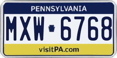 PA license plate MXW6768
