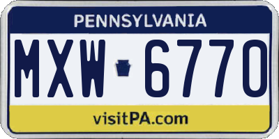 PA license plate MXW6770