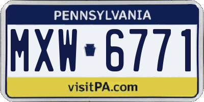 PA license plate MXW6771