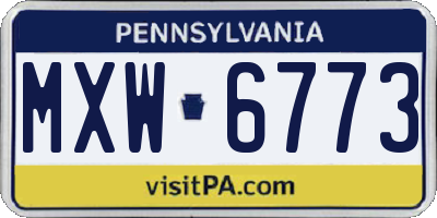PA license plate MXW6773