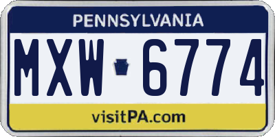PA license plate MXW6774