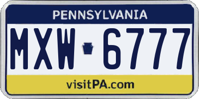 PA license plate MXW6777