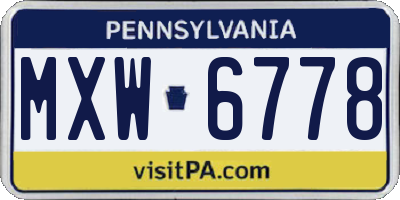 PA license plate MXW6778