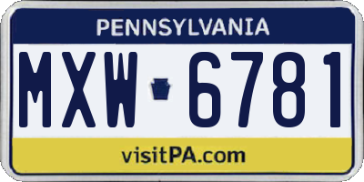 PA license plate MXW6781