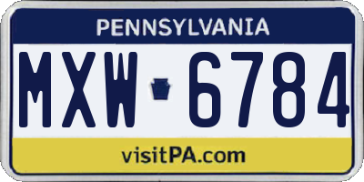PA license plate MXW6784