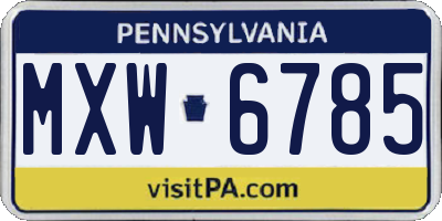 PA license plate MXW6785
