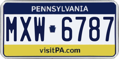 PA license plate MXW6787