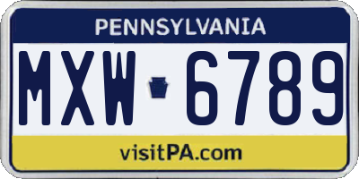 PA license plate MXW6789