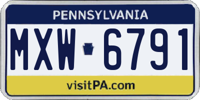 PA license plate MXW6791