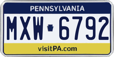 PA license plate MXW6792