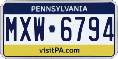 PA license plate MXW6794