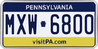 PA license plate MXW6800