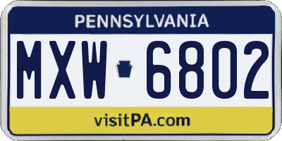 PA license plate MXW6802
