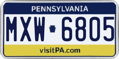 PA license plate MXW6805
