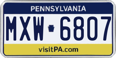 PA license plate MXW6807