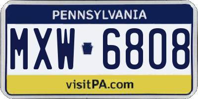 PA license plate MXW6808