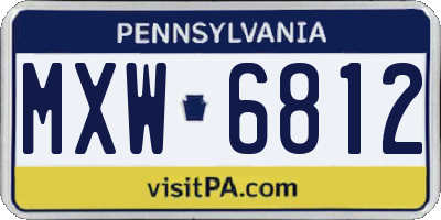 PA license plate MXW6812