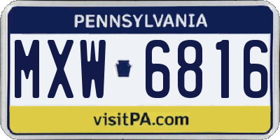PA license plate MXW6816