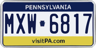 PA license plate MXW6817